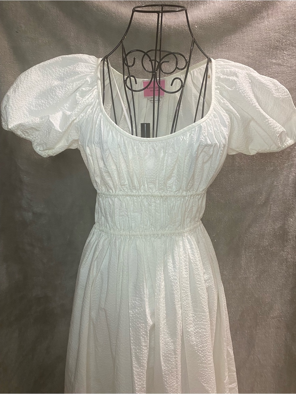 kate spade White Puff Sleeve Midi Dress